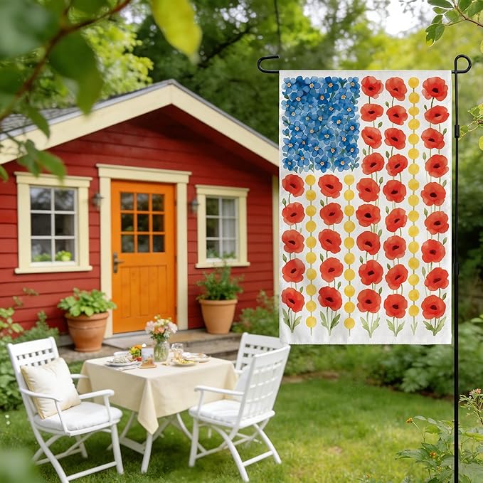 Memorial Day Decorations - Spring Garden Flag for Easter Summer | 12x18 Inch Double Sided Patriotic American Flag for Outdoor Outside Yard 250th America Anniversary USA Celebration 4th of July Decor