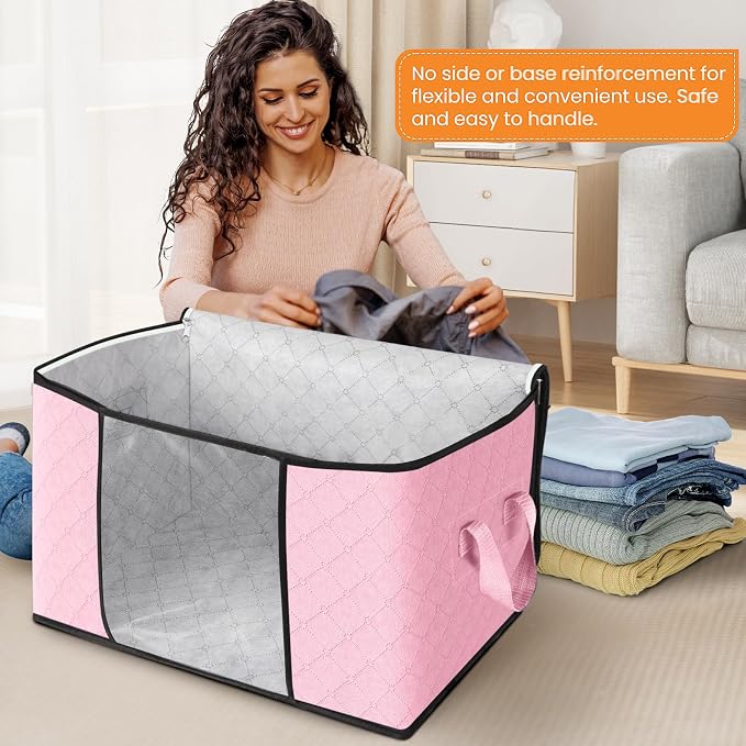 Fab totes 90L Clothes Storage, Foldable Thick Fabric Blanket Storage Bags