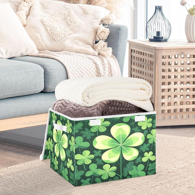 senya Large Storage Bins with Linen Patrick Collapsible Foldable Storage Cubes Fabric Closet Organizer Containers Box with Flip-Top Lid for Home Bedroom Office 16.7 x 12.6 x 11.8in