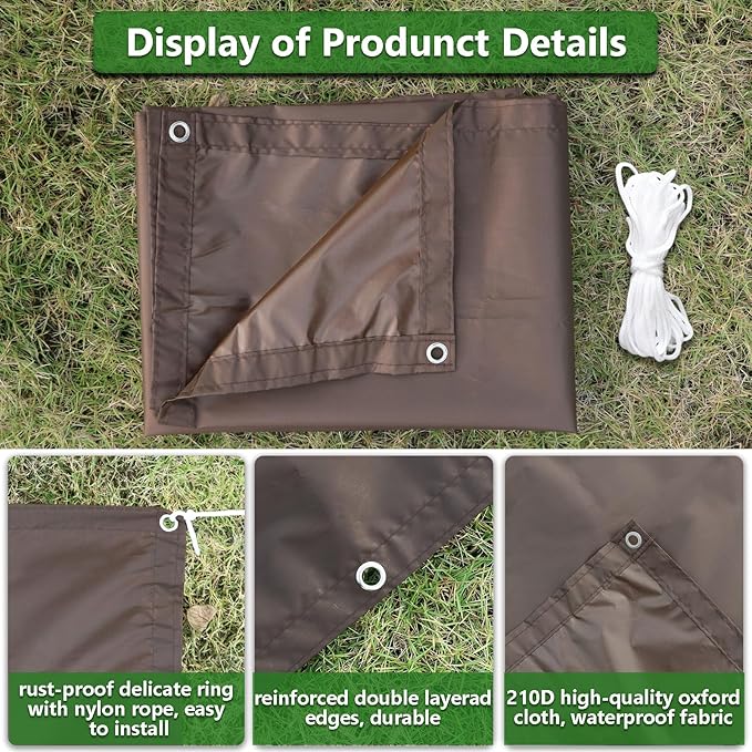 Sun Shade Sail 6'6"x6'6" Waterproof Shade Cloth Canopy Sunshade Camping Tarps Tent Cover with Grommets for Backyard Yard Deck Patio Pergola Garden Outdoor