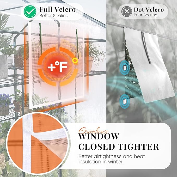KING BIRD Premium Greenhouse for Outdoors, 56x56x77 Upgraded PVC Cover & Heavy Duty Steel Frame Walk-in Portable Green House for Outside Garden, Screen Windows & Mesh Door, 3 Tiers 10 Shelves, Clear