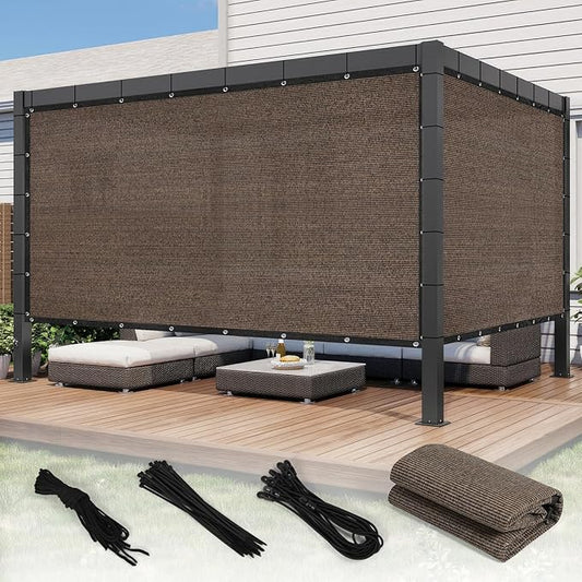 90% Shade Cloth with Grommets, 6 x 10 FT Sun Shade Tarp Pergola Shade Cover Canopy, UV Block Privacy Sun Screen for Outdoor, Patio, Garden, Porch and Deck, Mocha