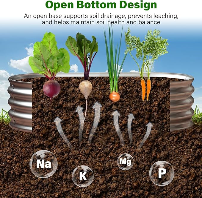 TATAANTY Galvanized Raised Garden Bed Kit, 2-Pack Rust-Resistant Planter Garden Boxes Outdoor, Oval Large Metal Raised Garden Beds for Vegetables Easy to Set Up - 4x2x1ft (2 Pack)