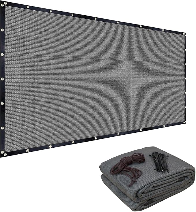 FAIR WIND 90% Sun Shade Cloth with Improved Grommets 12' x 16' Outdoor Sun Screen Fabric Cover for Patio Garden Pergola Canopy - Grey