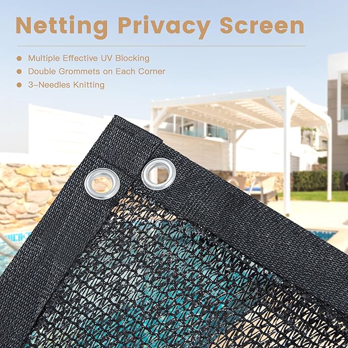 VICLLAX 90% Black Garden Shade Fabric Sun Shade Greenhouse Netting Outdoor Mesh Shade Cloth with Grommets for for Greenhouse, Lawn, and Outdoor Use, 10×14 FT
