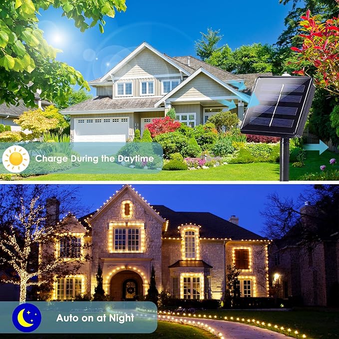 Extra-Long 144FT Solar String Lights for Outside, 2 Pack 400LED Solar Fairy Lights Outdoor Waterproof, Copper Wire with 8 Modes Solar Twinkle Lights for Tree Garden Party Patio Xmas Decor (Warm White)