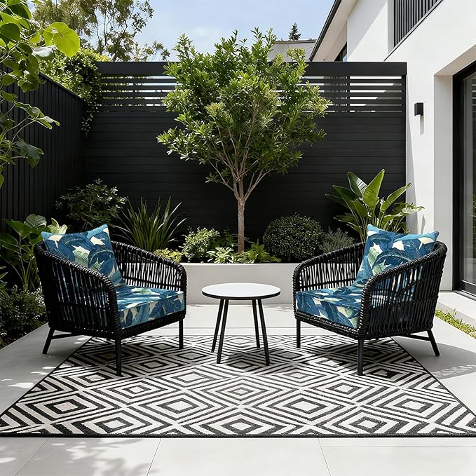 LVTXIII Outdoor Deep Seat Cushion 22"x22"x4" Patio Seat and Back Cushion Set Seasonal Chair Cushion for Dining Arm Chairs, Wicker Chairs and Garden Furniture Decoration, Swaying Palms Blue