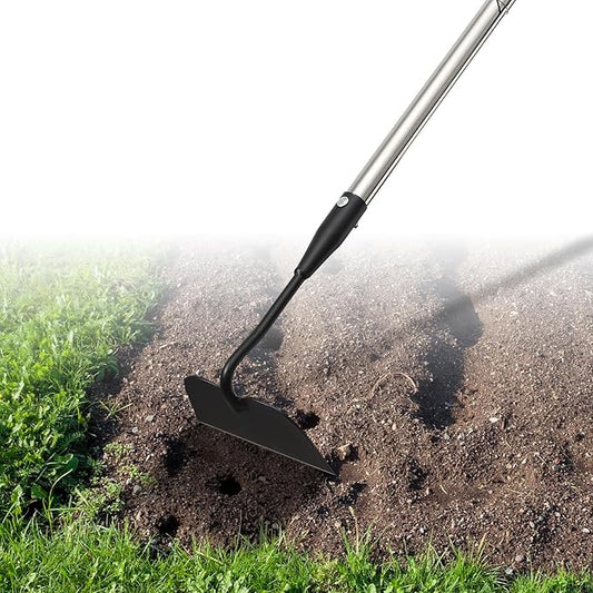 Draw Hoe Garden Tool, Heavy Duty Garden Hoes for Weeding Stainless Steel Long Handle, Easy Stand Up Scraping Weeder Tool for Garden, 80inch Adjustable Weed Hoe with 7-inch Wide Welded Blade