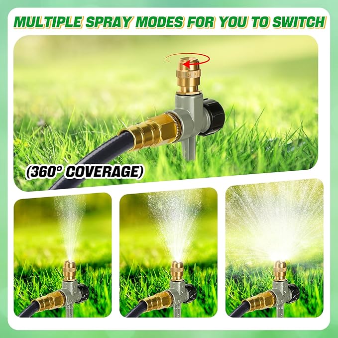 2 Pack Metal Lawn Sprinklers for Yard - 360° Coverage Water Sprinklers, Adjustable Brass Nozzle with Aluminum Alloy Spike Base for Small Garden Irrigation
