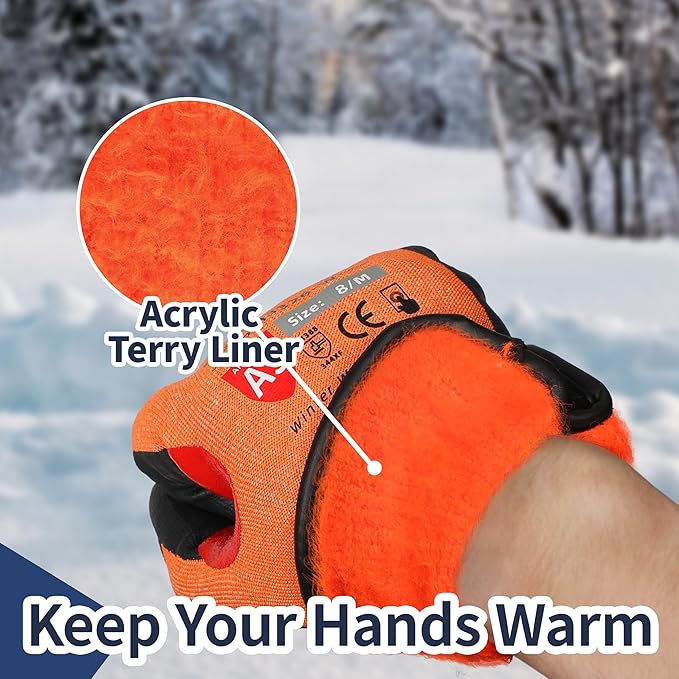 Schwer FreezeGuard-X Winter Work Gloves for Men and Women, ANSI A9 Cut Resistant Glove for Extreme Protection, Freezer Gloves With Super Grip, Thermal Insulated, PM3326-W (XXL,1 Pair)