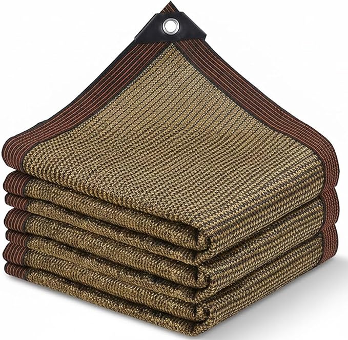 10' X 13' Shade Cloth with Grommets, 90% Sun Shade Cloth, Coffee Brown, Outdoor UV-Stabilized Mesh Cover for Garden Patio Pergola