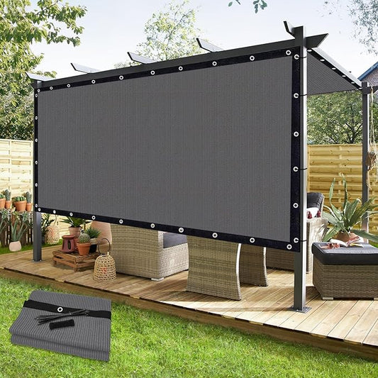 KANAGAWA 90% Sun Shade Cloth 12'X16' Custom Sizes Outdoor Pergola Shade Cover Canopy with Grommets UV Block Privacy Screen for Patio, Backyards, Patios, Garden, Light Gray