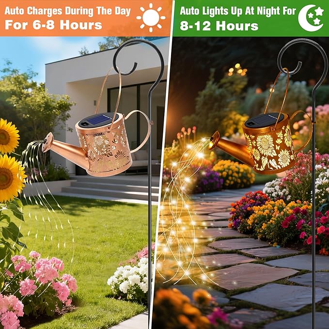 ZNYCYE Solar Watering Can Lights, Sunflower Decorative Hanging Lantern Solar Lights Outdoor Waterproof, Gifts for Mom Women Grandma Mother's Day, Retro Metal Garden Decor for Outside Yard Patio Lawn