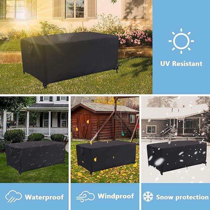 Outdoor Dining Table Cover, 72 Inch Rectangle Patio Dining Table Covers, Waterproof Outside Table Cover Furniture Covers - 72 X 36 X 28 Inch