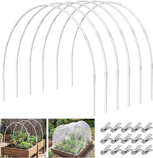 Greenhouse Garden Hoops for Raised Beds Plant Cover Netting, 36pcs PVC Adjustable Garden Hoop with 20 Clips for Shade Cloth Net, Rust-Free Green House Hoops Grow Tunnel Plant Hoop Support DIY Frame