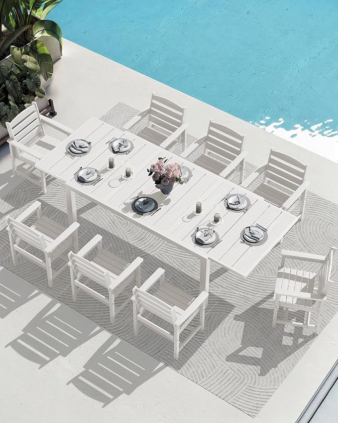 SERWALL Outdoor Dining Chairs Set of 2, All-Weather HDPE Patio Chairs, White