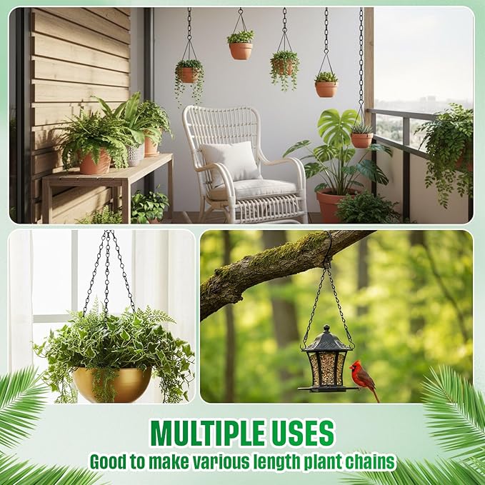 EBOOT 2 Pcs Hanging Chain for Bird Feeders, Planters, Lanterns and Ornaments (23.6 Inch,Black)