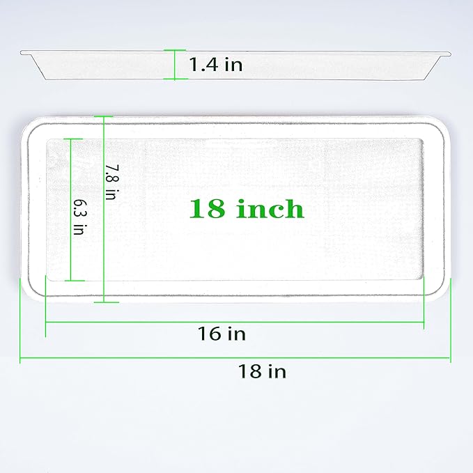 VUWEZ 2 Pack of Plastic Plant Tray Saucer Rectangular 17 18 inch, Plant Trays Saucers for Indoors Outdoor, Plant Water Drip Tray for Flower Pot Planter, Windowsill Plant Tray (7.8 X 17.5'', Black)