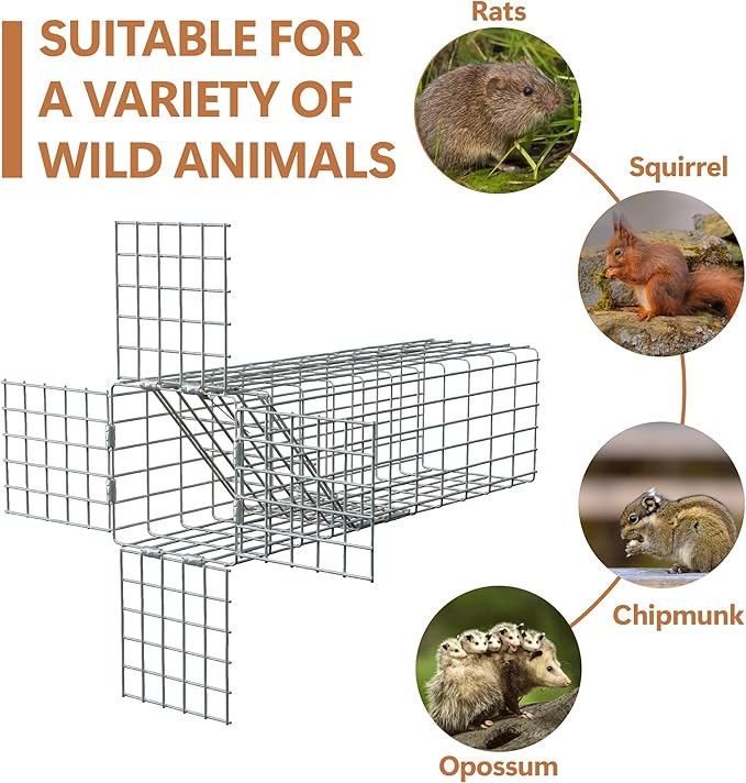 One Way Door for Squirrels Excluder, One Way Squirrel Door and Rodent Trap, Humane Squirrel Traps for Attic with Copper Mesh, Removing Squirrels, Chipmunks for Rooof, Garage，Garden and Chimney