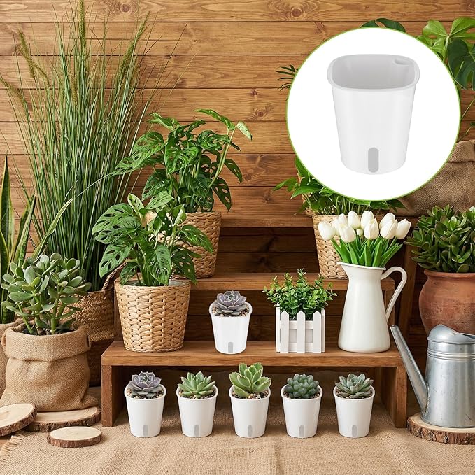 20 Pcs 3 Inch Self Watering Pots Self Watering Planters for Indoor Planters Plastic Garden Flower Pots with Level Indicator Vents