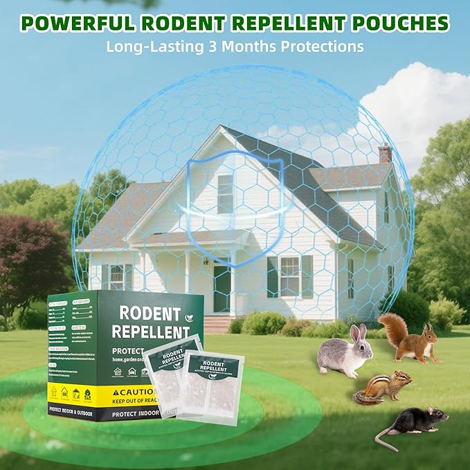 2026 New Mouse Repellent Pouches, Peppermint Oil for Rodent, Mice, Mouse, Rats, Spider, Roach, Insect Control Indoor Outdoor, Pest Deterrent Replace Trap Family & Pet Safe,10Pack