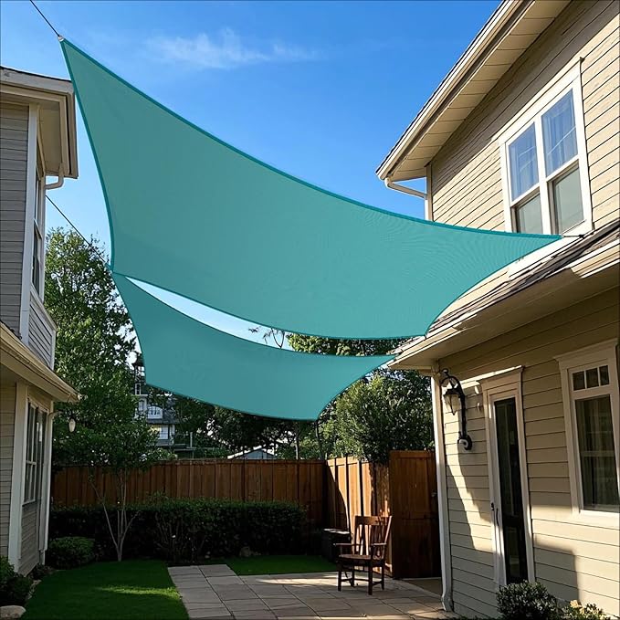 Sun Shade Sail 8'x8' Rectangle Shade Canopy Patio Cover UV Block Shade Cloth Awning Fabric for Backyard Pergola Garden Deck Carport Outdoor Activities, Turquoise