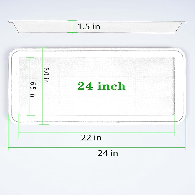 VUWEZ 2 Pack of Plastic Plant Tray Saucer Rectangular 24 inch, Plant Trays Saucers for Indoors Outdoor, Plant Water Drip Tray for Flower Pot Planter, Windowsill Plant Tray (8 X 24'', Gray)
