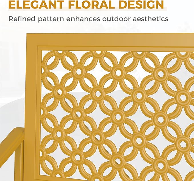 Grand patio 50" Outdoor Bench, Garden Benches with Anti-Rust Metal Powder Coated Frame, Patio Bench for Front Porch Park Outside Furniture Decor, Sunflower Yellow