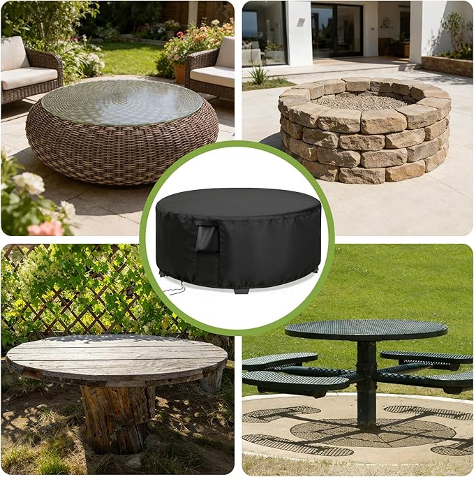 Patio Furniture Covers Round,26 Inch Outdoor Dinner Table Cover Waterproof,Round Patio Coffee Table Covers for All Weather Resistant - 26 x 18 Inch