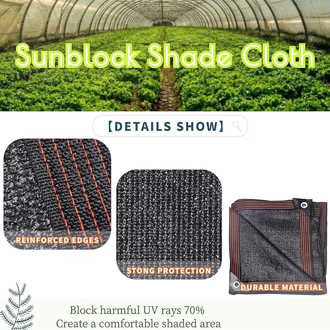UCINNOVATE 2 Pack 70% Sunblock Shade Cloth 10ft x 10ft Shade Net Greenhouse Covers Fabric Mesh Tarp, Sunshade Sunscreen UV Resistant Netting with Grommets for Garden Patio Lawn Plant Outdoor Parking