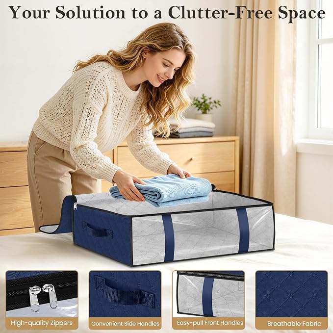 StorageRight Under Bed Storage Bags, 6 Pack, 40L, Blue