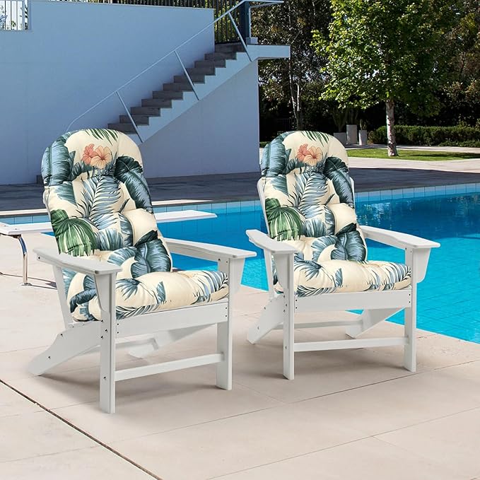 Outdoor Adirondack Chair Cushions Set of 2 with High Back Waterproof Rocking Chair Cushion Thick Patio Chair Seat Cushion for Indoor Outdoor Furniture,BlueYe 47 * 19.68 * 3.9"