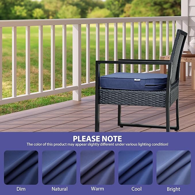 IPYNBAP Outdoor Chair Cushions Set of 4, Waterproof Outdoor Seat Cushions for Patio Furniture, Patio Chair Cushion with Handle and Ties, Round Out Door Chair Pads,18.5" x 16" x 3", Navy Blue