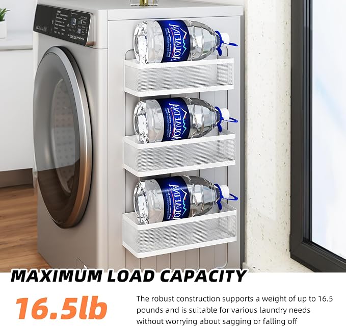 4 Pack Magnetic Baskets with Hook Rack, Magnetic Laundry Organizer