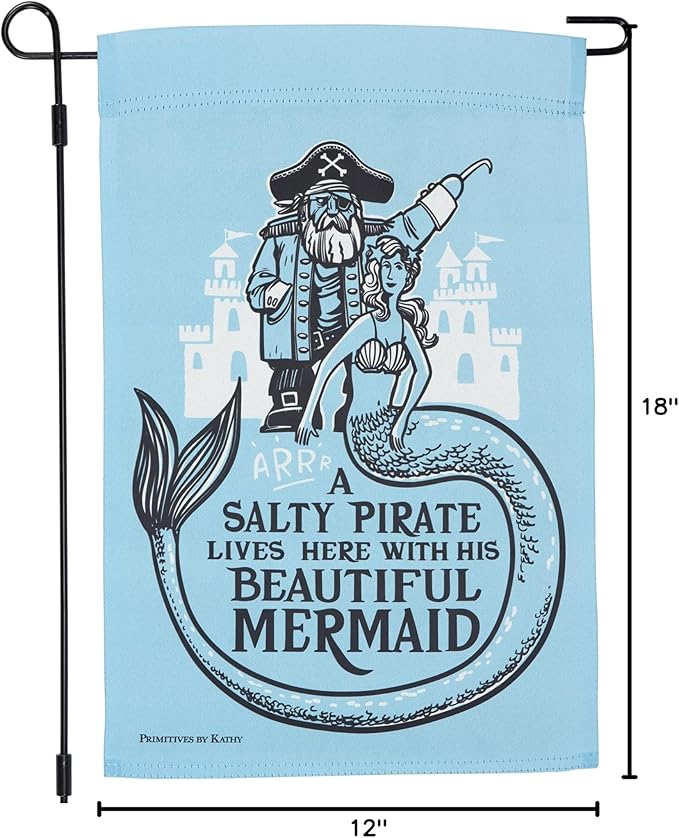 Primitives by Kathy Decorative Double-Sided Garden Flag - Salty Pirate Beautiful Mermaid
