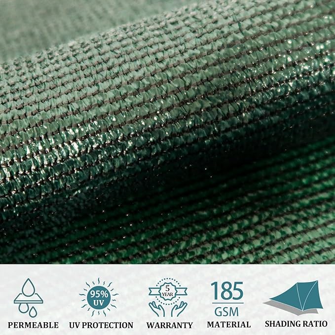 Shade&Beyond Custom PPR810 8'x16' Sun Shade Sail Canopy Rectangle, UV Block Sunshade for Backyard Yard Deck Outdoor Facility and Activities, Green, (We Make Custom Size)