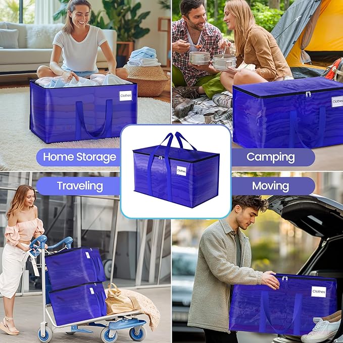 FabSpace 10 Pack Moving Storage Bags Heavy-Duty with Zippers for Clothes
