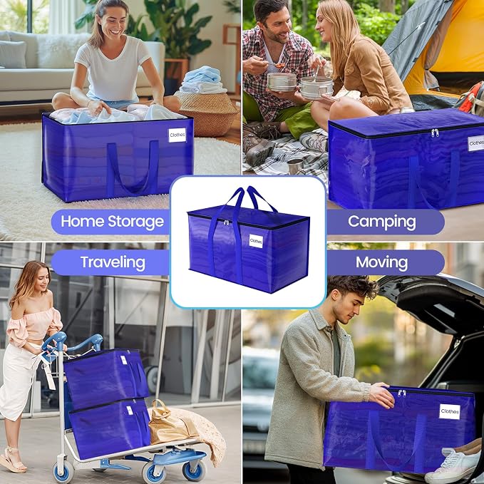 FabSpace Large Moving Storage Bags Heavy-Duty for Clothes, 8 Pack