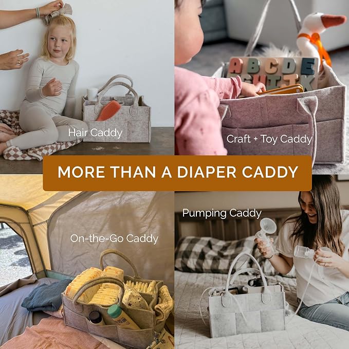 Parker Baby Co. Felt Diaper Caddy Organizer - Regular, Gray