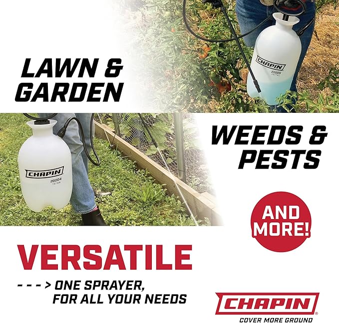 Chapin 20024 Pump Sprayer, 2‑Gallon, Lawn & Garden, Translucent Poly Tank, Funnel‑Top, SureSpray Anti‑Clog Filter, Adjustable Cone Nozzle & 34" Hose for Fertilizer, Weed & Pest Application, Pack of 2