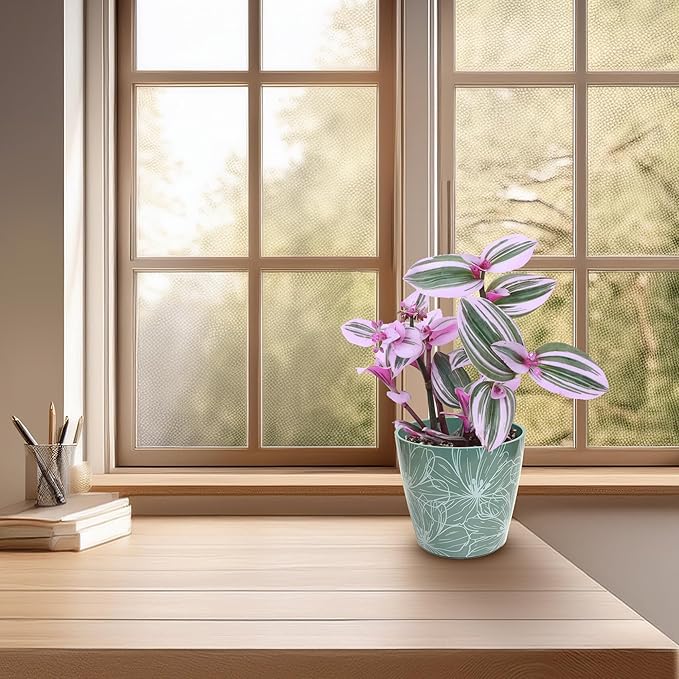 7” Self-Watering Pot – Eco-Friendly Bamboo Planter, Biodegradable & Plastic-Free, Indoor/Outdoor Plant Pot with Built-in Water Well for Healthy Root Growth