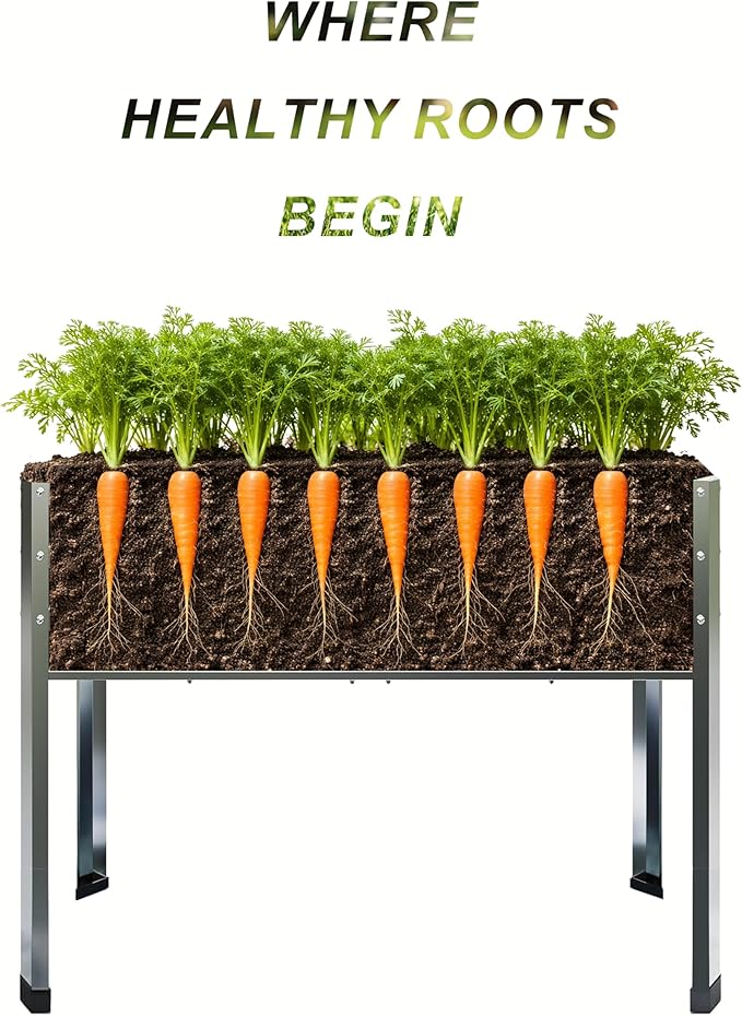 Mofesun Galvanized Raised Garden Bed with Legs, 2PCS 48x18x31.5 Inch Elevated Metal Planter Box, 300lbs Capacity for Vegetables, Flowers, Herbs. Suitable for Garden, Balcony, Patio, Backyard.