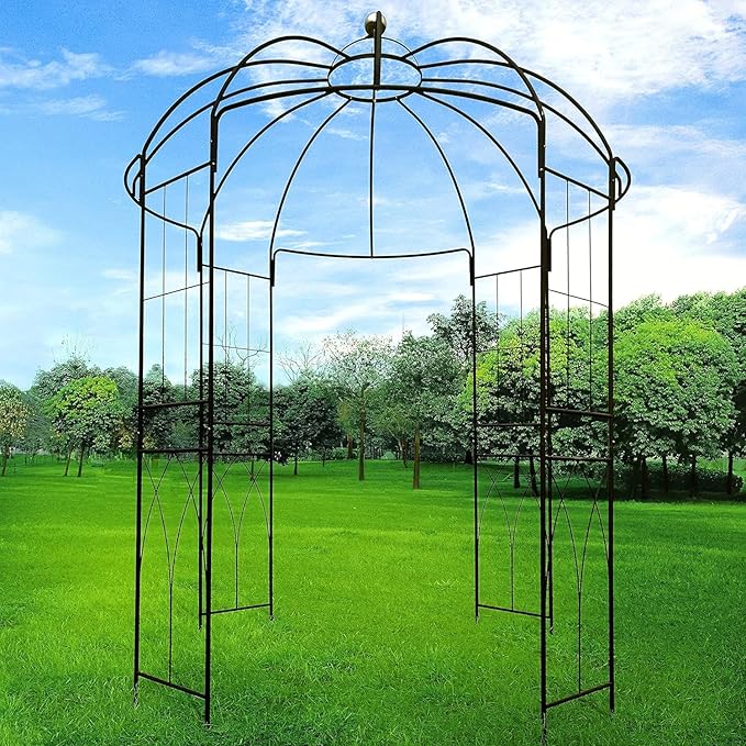 OUTOUR French Style Birdcage Shape Heavy Duty Gazebo,9'Highx 6‘6" Wide,Pergola Pavilion Arch Arbor Arbour Plants Stand Rack for Wedding Outdoor Garden Lawn Backyard Patio,Climbing Vines,Roses