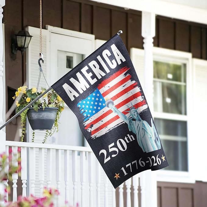 250th Anniversary American Flag - 12x18 Inch Double Sided Outdoor Patriotic Garden Flag with Liberty Design, 4th of July Decorations for US 250th Celebration, 1776-2026 Independence Day Patriotic Flag