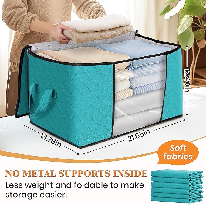 Fab totes 10 Pack Storage Bags for Clothes Blanket Storage Bins with Lids