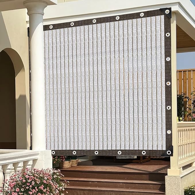 FUANGUI 85% 10x10FT Aluminum Shade Cloth, Durable Aluminum Reflective Tarp, Sun Aluminum Cover for Garden, Car, Outdoor Pergola, Greenhouse, Chicken Coop and Dog Kennel