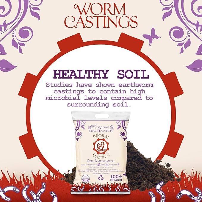 Organic Mechanics Worm Castings Soil Amendment, 5 Pound - Enhances Soil Structure & Retains Moisture for All Plants, Houseplants, Vegetables, Herbs, and Flowers - Peat-Free & Eco-Friendly