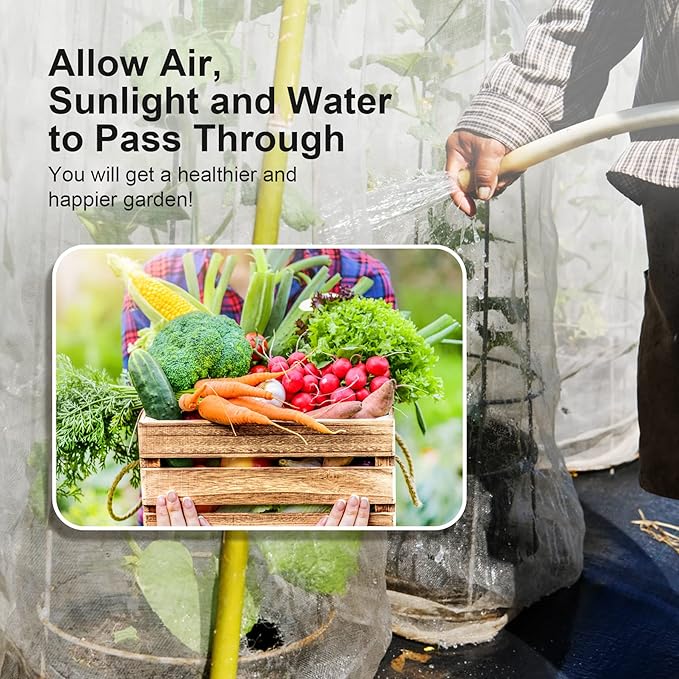 Garden Netting Pest Barrier: 10'x50' Fine Bug Netting for Garden Protection Row Cover Raised Bed Screen Mesh Greenhouse Mosquito Net, Protecting Tree Plants Vegetable Flowers Fruits