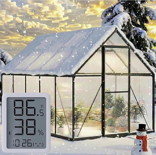 6×10FT Greenhouse for Outdoors, Walk-in Greenhouse and Winter Garden Planting, Polycarbonate Greenhouse with Electronic Thermometers, Withstands Strong Wind or Snow to Protect Vegetable or Plants