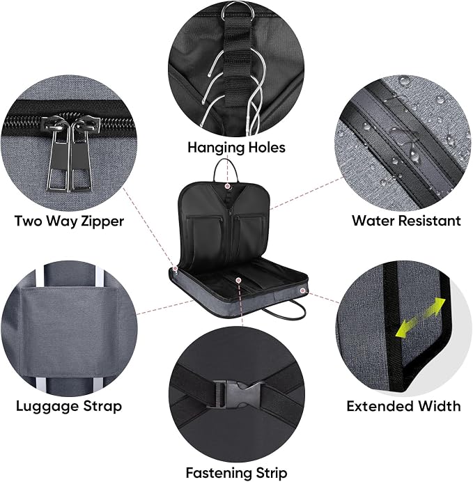 BALEINE Garment Bags for Travel, Water Resistant Carry on Suit Bag